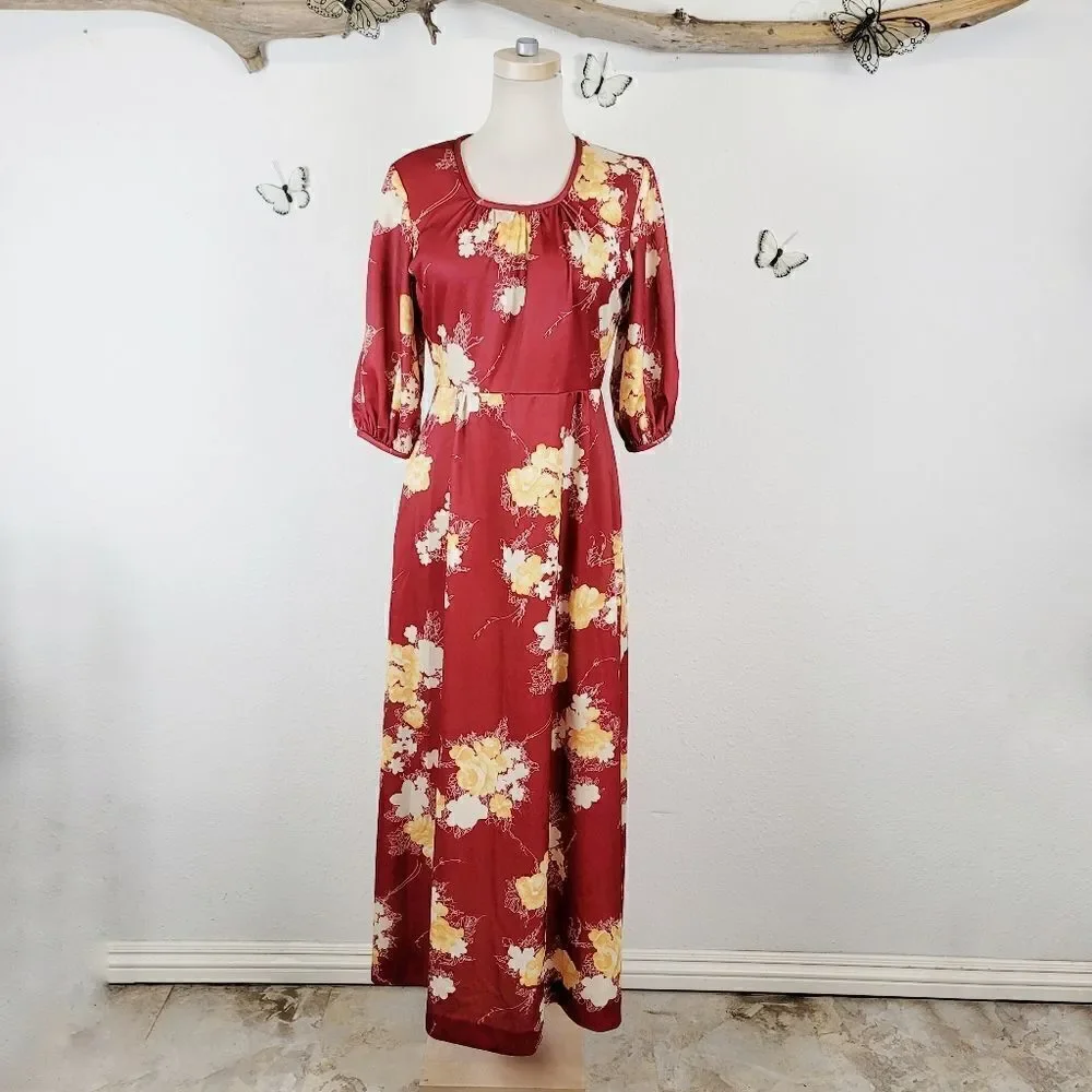 Vintage 70s Ronda Roy Floral maxi